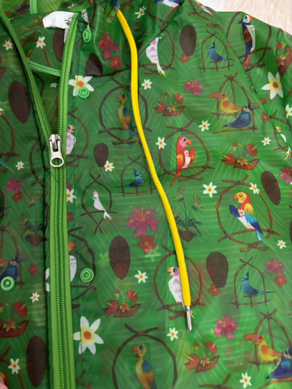 Disney Enchanted Tiki Room Green Hooded Rain Jacket - Picture 3 of 9